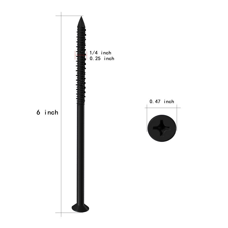 WenSilon(30 PCS) 1/4"" x6 Black Concrete Screw Anchor Black Flat Head for Anchoring to Masonry, Block or Brick Stucco - Image 2